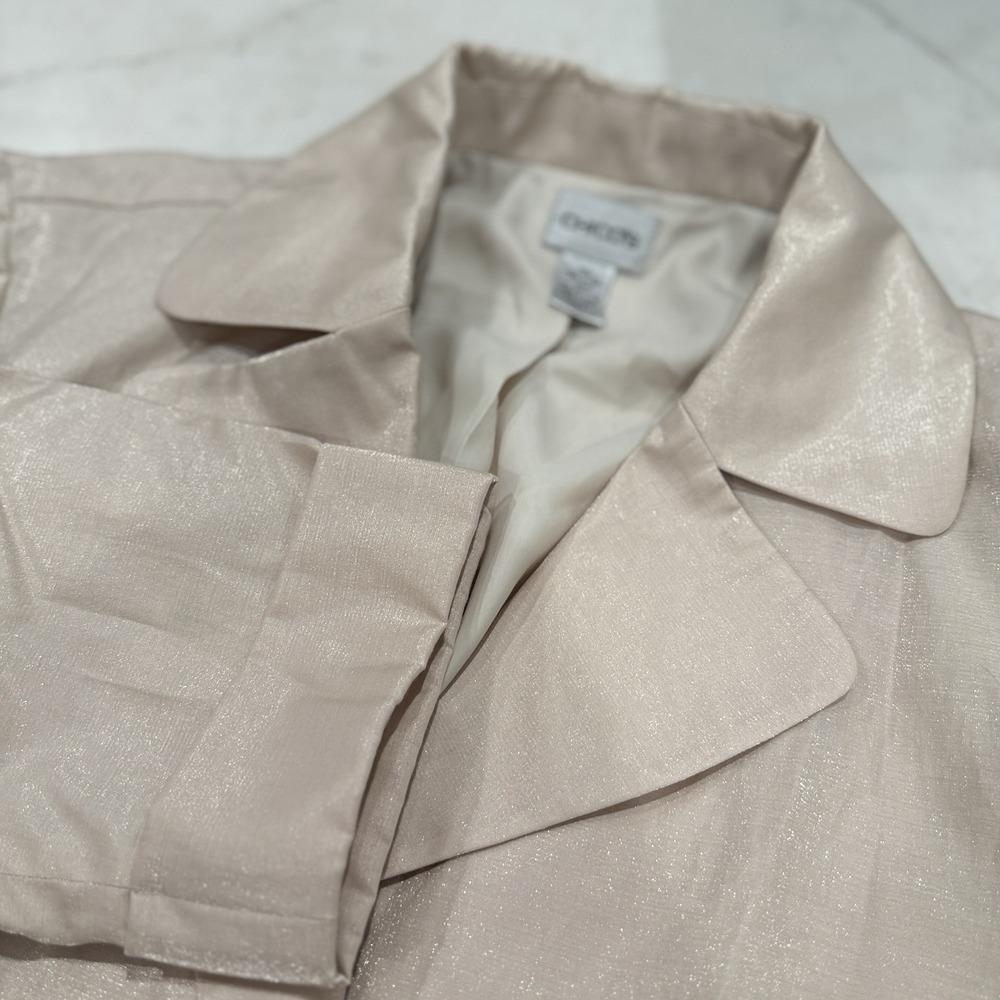 Chico's Womens Mettalic Gold Shimmer One Button Jacket Size 3 (XL) - Picture 4 of 8